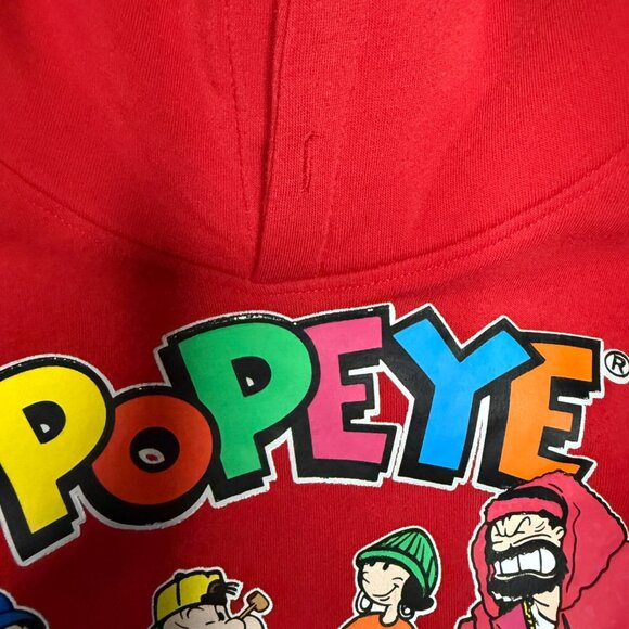 Reason Popeye Hoodie Men's L Red Graphic Print Sweatshirt - Good Condition - Picture 3 of 6
